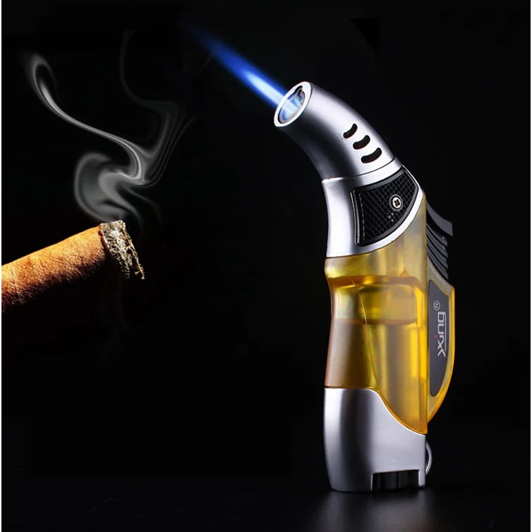 Регулируемое пламя Бутан фонарь струйная сигаретная Зажигалка бутик защищенный от ветра для курения портативное Надувное пламя металлическая зажигалка DHF