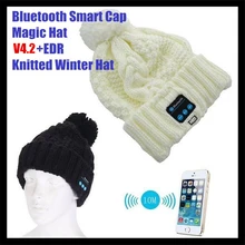 100 p! Мягкая вязаная шапка, умная Беспроводная Bluetooth V4.2, шапка, гарнитура, наушники, динамик, микрофон, волшебный Спортивный зимний головной убор для мальчиков и девочек и взрослых