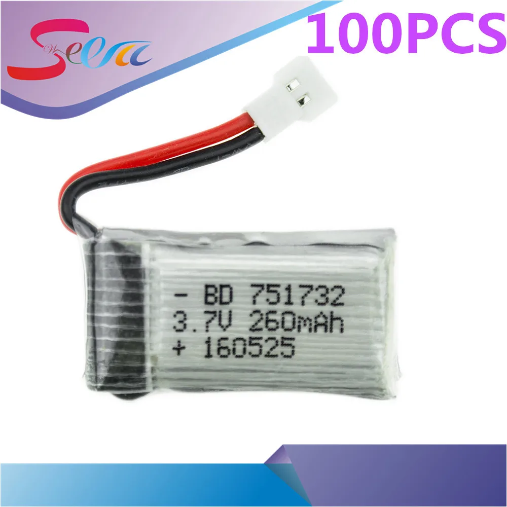 100pcs 3.7V 260mAh Lipo Battery for Eachine H8 JJRC H8 Mini RC