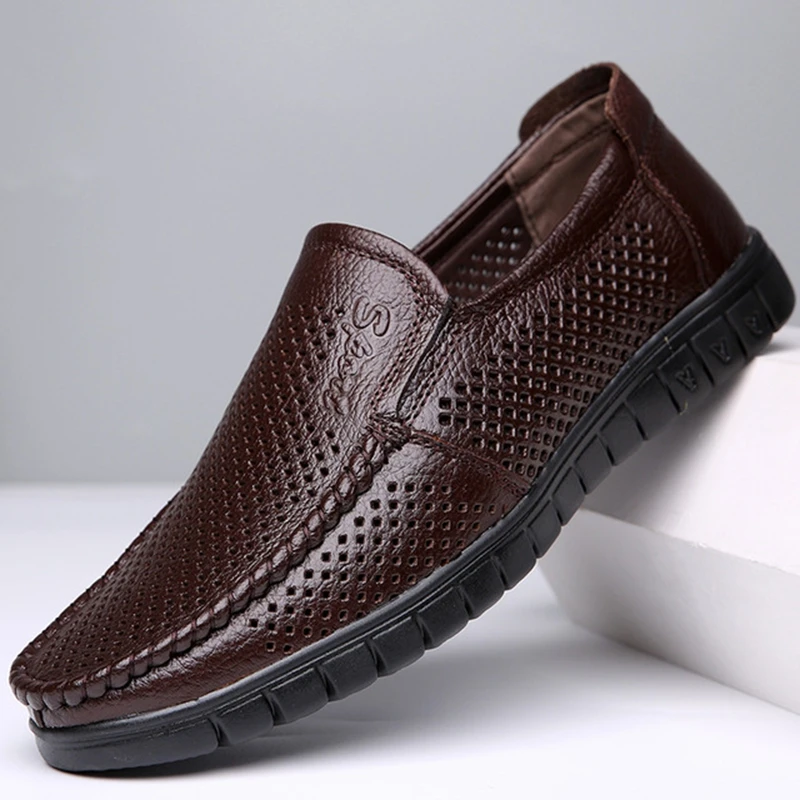 QFFAZ/Модная дышащая мужская обувь; мягкие лоферы из натуральной кожи; мужская деловая обувь на плоской подошве; мужские мокасины; мужская обувь