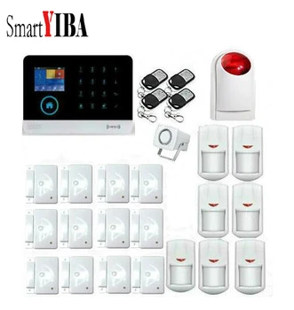 

SmartYIBA Multi Language Wireless WCDMA 3G SMS Autodial Alarm System Flash Siren 433Mhz Sensors Alarm For Home Alarma Kits