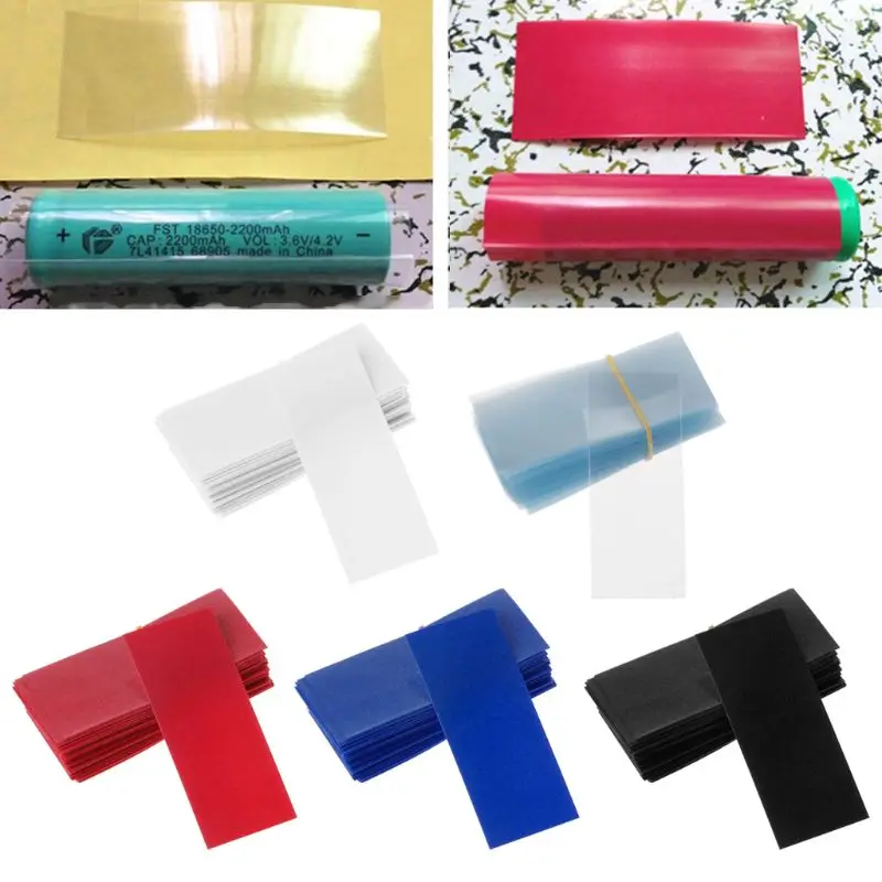 

100Pc Flat PVC Heat Shrink Tubing Battery Wrap for 1 x 18650 Battery Shrink Film