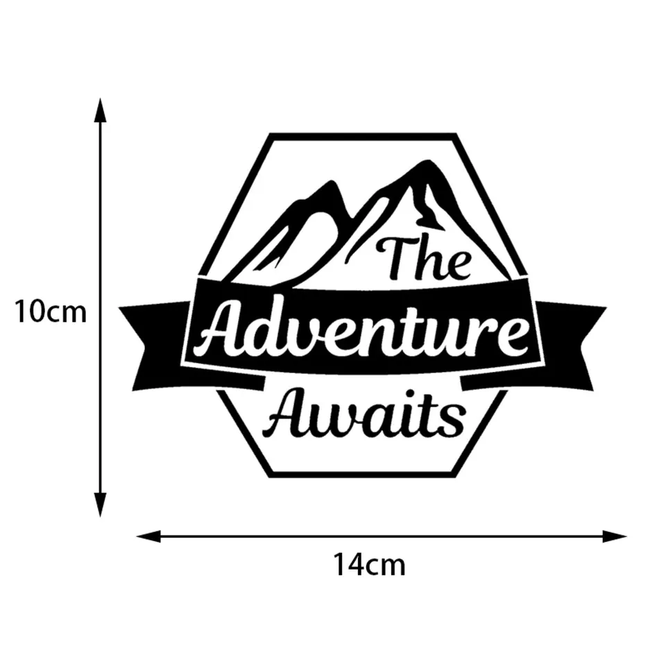 The Adventure Awaits Car Caravan Campervan Motorbike Laptop Vinyl Decal Sticker BlackSilverLaser 1410CM (1)