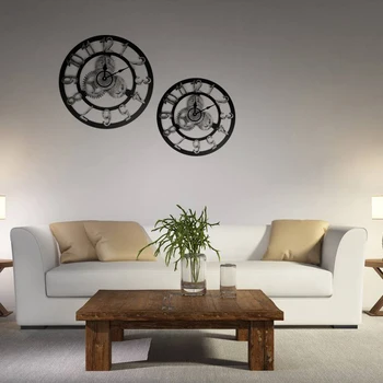 

European Retro Gear Wall Clock Decoration Creative Industrial Style Wooden Three-dimensional Home Living Room Bar Wall Clocks