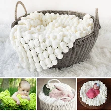 Одеяло с помпонами для детской фотосъемки попкорн одеяло s фоны текстурированный ковер коврик помпон корзина наполнитель новорожденный реквизит для фотосессии 80*60 см