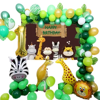 

1st Birthday Party Decorations Kids Safari Animal Birthday Balloon Garland Zoo Animal Party Balloon Banner Wild One Balloons