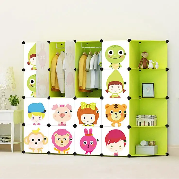Детский мультяшный самодельный шкаф, экологически чистые смоляные шкафчики, игрушки для хранения, сборные шкафчики, шкафы, шкафы - Цвет: green i