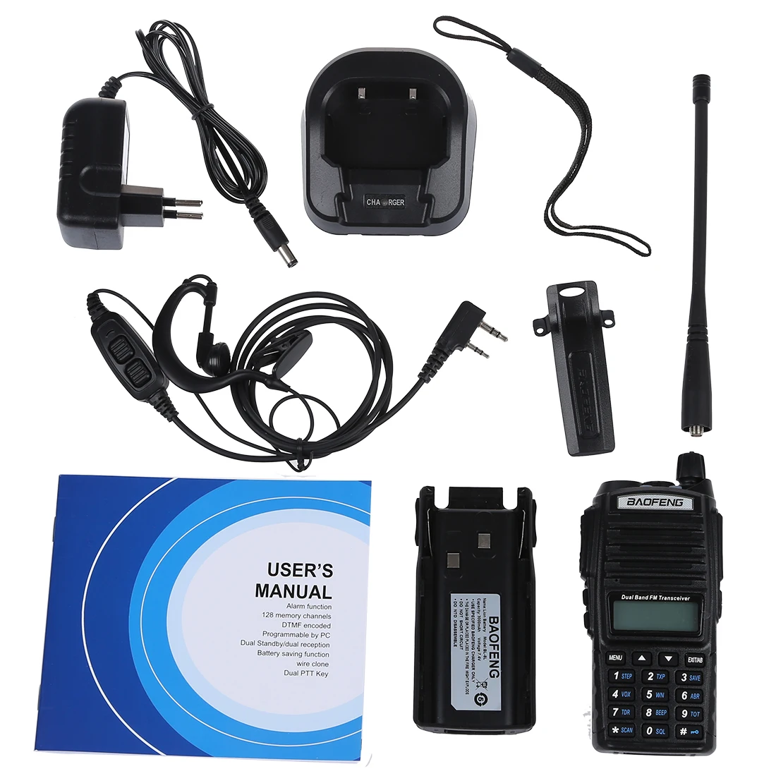 MOOL Baofeng UV-82L VHF/UHF Ham двунаправленная портативная рация-рация с аккумулятором 18 см Atenna& 3000mA, черный