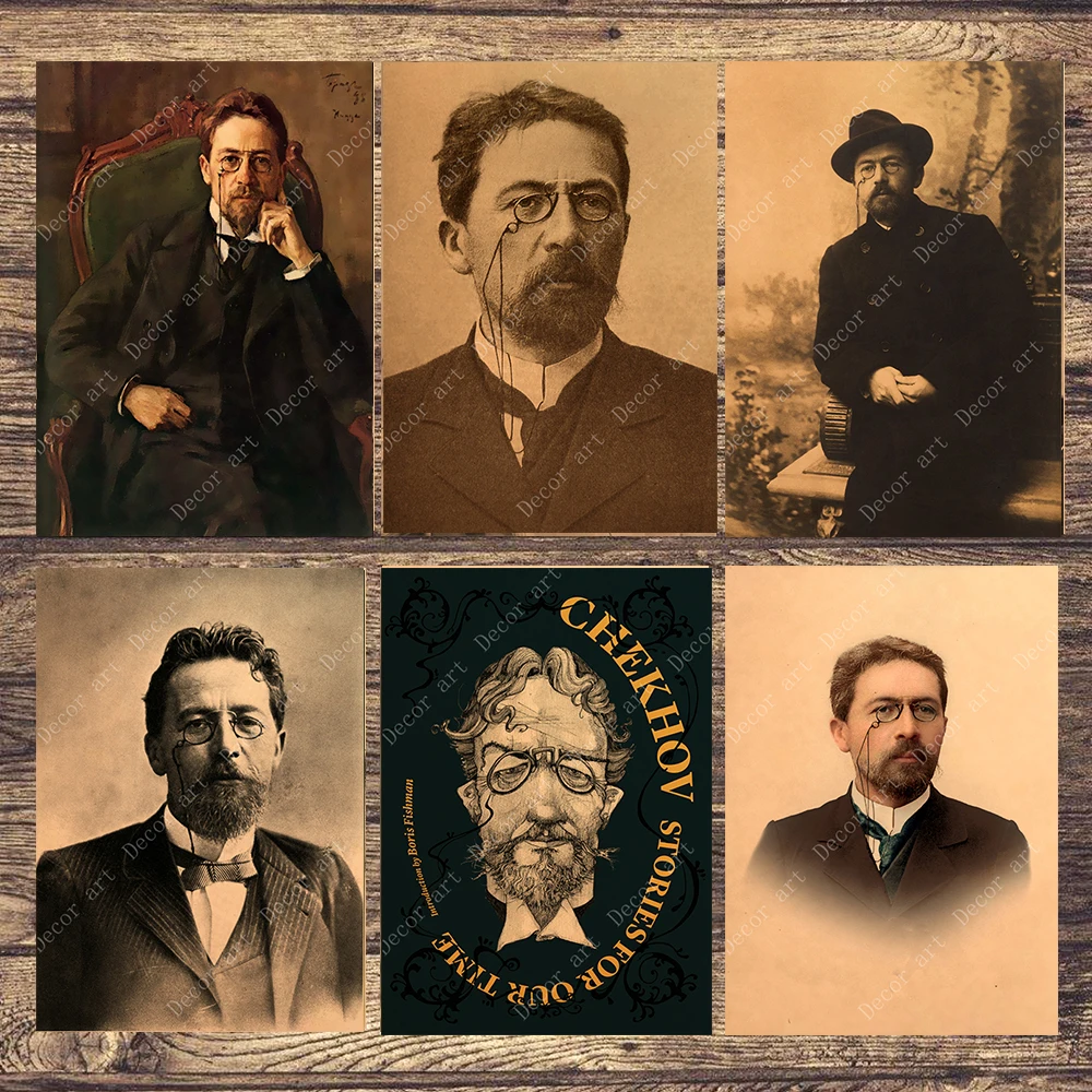 

Novelist Anton Pavlovich Chekhov Canvas Painting Vintage Wall Pictures Kraft Posters Coated Wall Stickers Home Decoration Gift