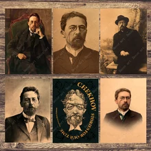 Novelist Pavlovich Anton Chekhov lienzo pintura cuadros de pared vintage Kraft carteles recubiertos pegatinas de pared decoración del hogar regalo