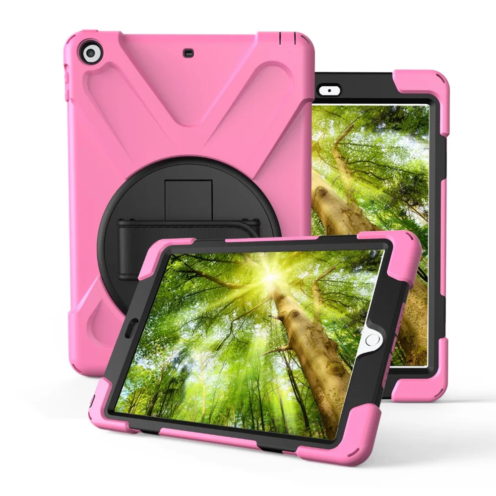 Heavy Duty For ipad 9.7 2017 Case 360 Rotation Silicon Shockproof Stand