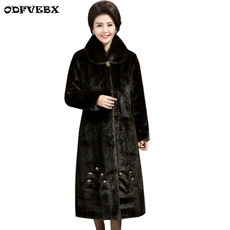 Plus red De Vison Manteaux D'hiver Femmes Gamme Wine La Tops Parkas Haut 2019 Chaud Longue Taille Fourrure Manteau Survêtement Mère Mode Épais Style Brown Imitation SUVqMzp