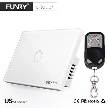 

Funry US standard light switch, Crystal Glass Panel, 1 Gang 1 way, smart touch switch + led indicator-white