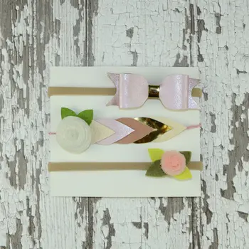 

New Arrival Little Girl Hair Band Unique Floral Bow Headband Set for Party Shower Photography