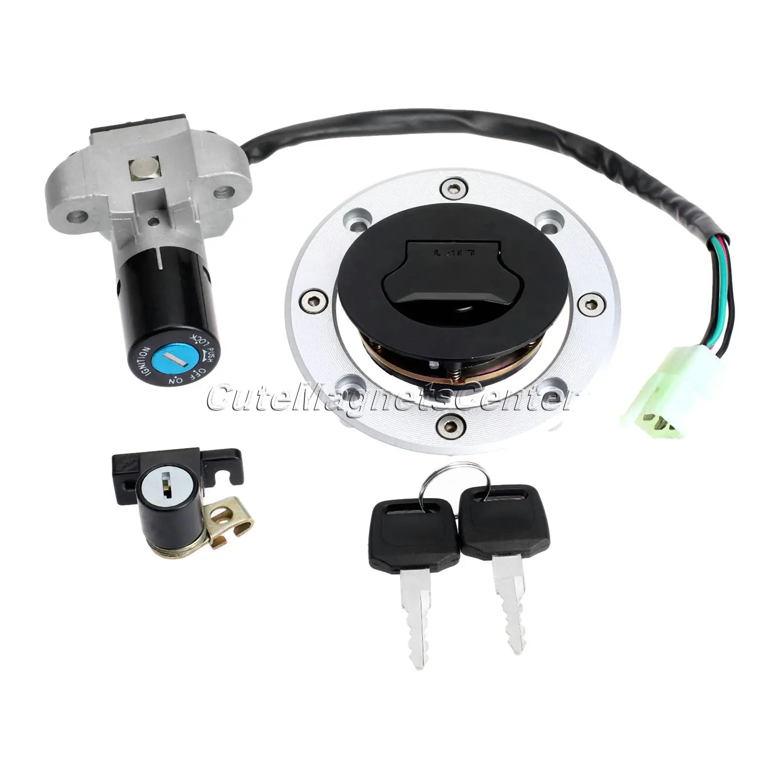 Motorcycle Ignition Switch Lock+ Fuel Gas Cap Cover+ Seat Lock+Key Set