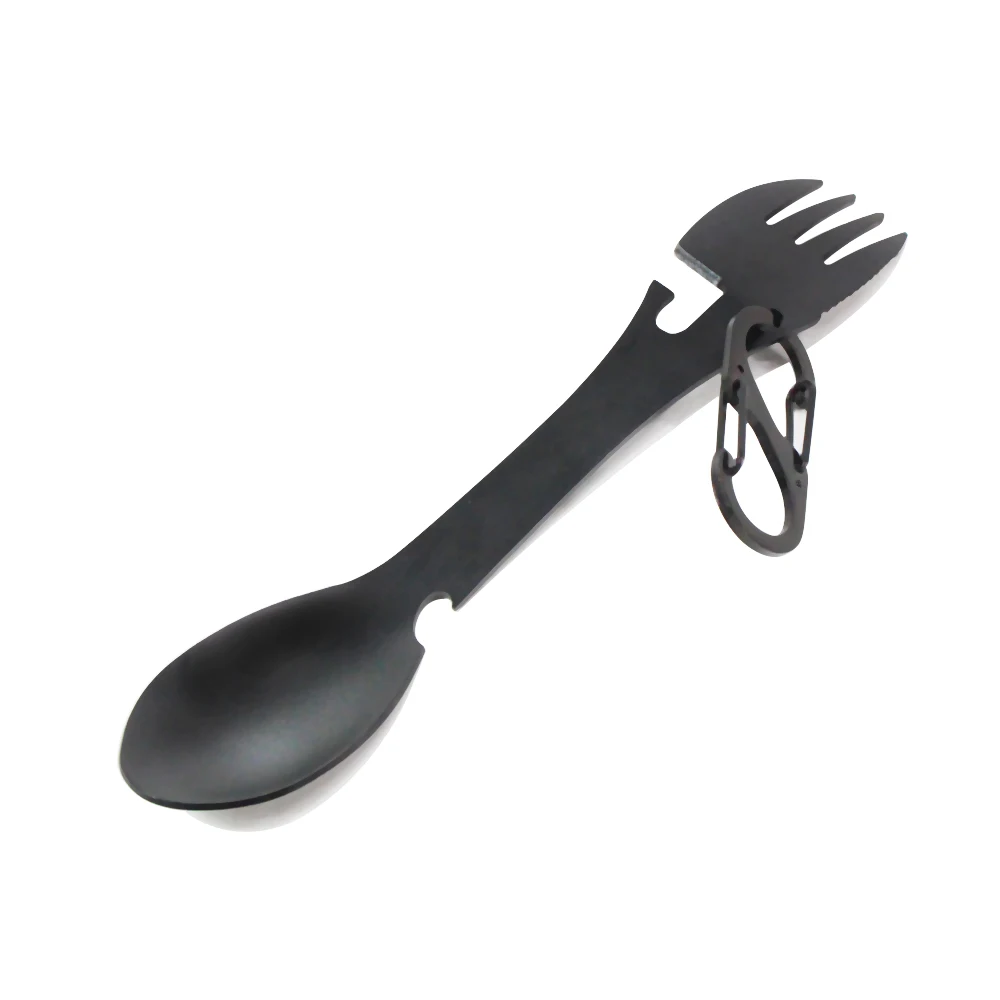 PSKOOK Spork Outdoor Camping Utensil Knife Bottle Can Opener Stainless