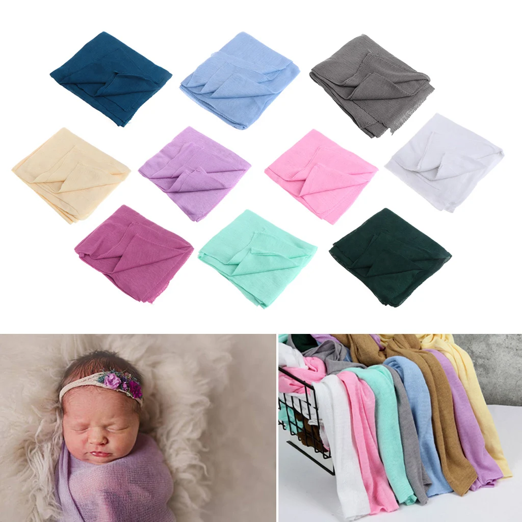 

Newborn Baby Soft Knit Stretch Wraps40*150cm Baby Blanket Newborn Soft Swaddle Wrap Crochet Blankets Photo Props