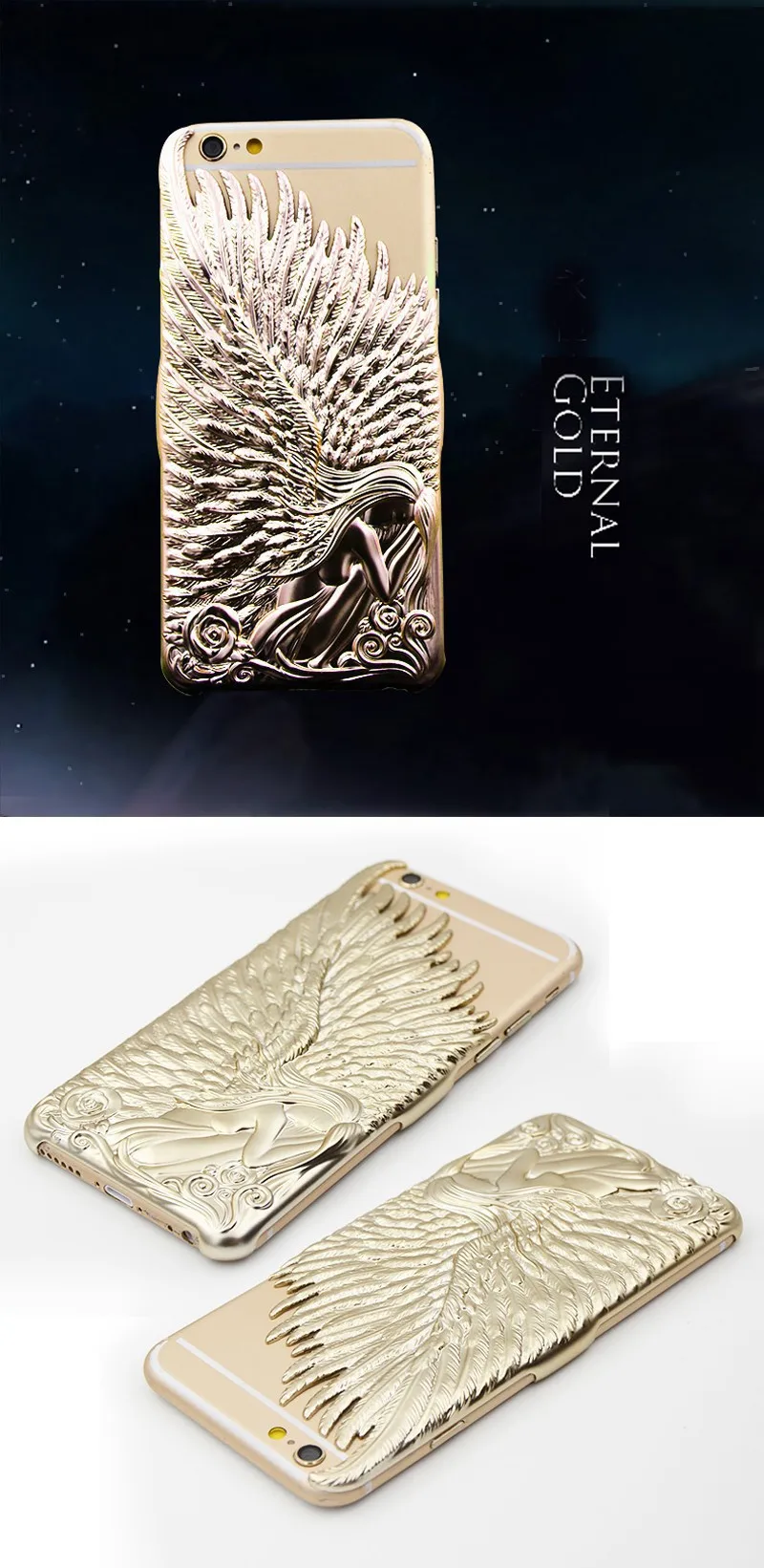 Case de Luxo para Iphone Asas de Anjo Tampa da Caixa de Volta Rígido de Proteção da Pele para a Apple Plus Iphone 4.7 10x 6 5.5 Inches3d 10 Cheap Caso de telefone & Covers