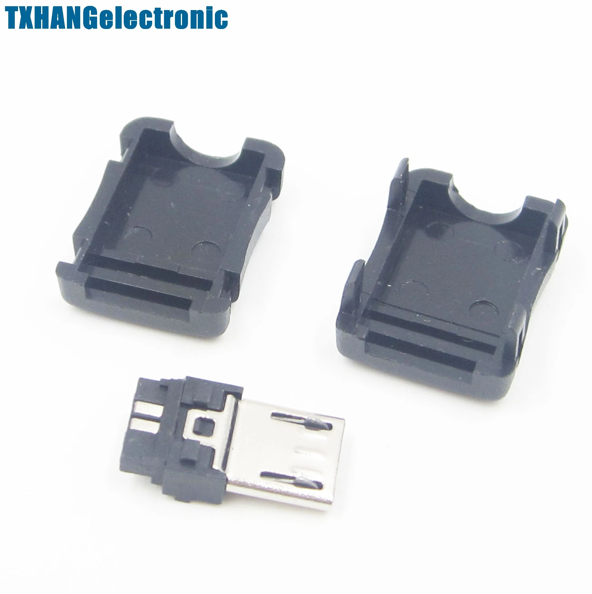 

100PCS DIY Micro USB 5 Pin T Port Male Plug Socket Contor&Plastic Cover