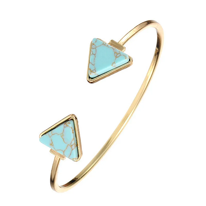 Новая мода, открытые очаровательные браслеты-манжеты и браслеты для женщин, простые треугольные сердечки, сердце, узел, лист, стрелка, браслеты, крошечные ювелирные изделия - Окраска металла: 238 Blue