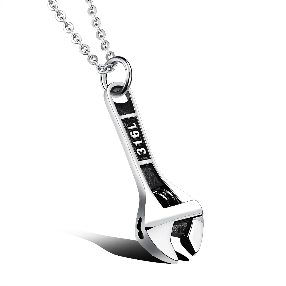

Wrench Pendant Men Necklace Mini Size Stainless Steel Material Link Chain Jewelry Gift For Tough Men& Boy Gifts Drop Ship QL1104