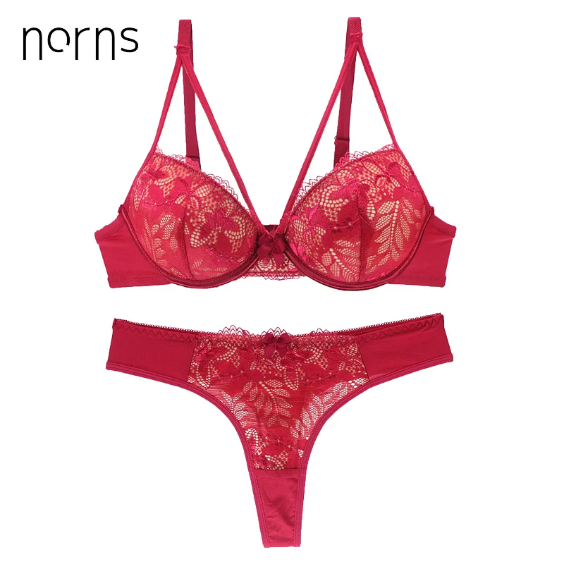  Norns women lace underwear set plus size bra push up beautiful underwear transparent bra female bra