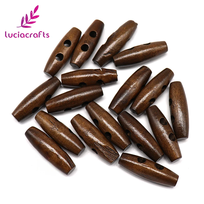 

Lucia craffs 10pcs/lot 1x3.5cm 2-Holes Wooden Buttons Sewing For Grament DIY Scrapbooking Natural Button Accessories E0205