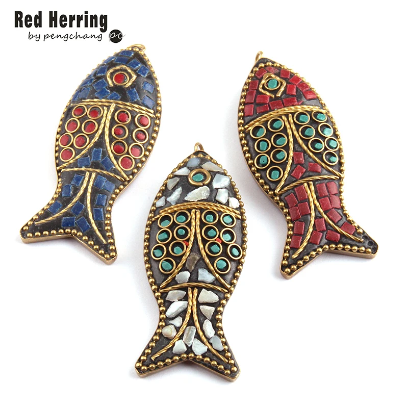 

Large Fish total 6cm height Pendant With chain Decoration in 3 color