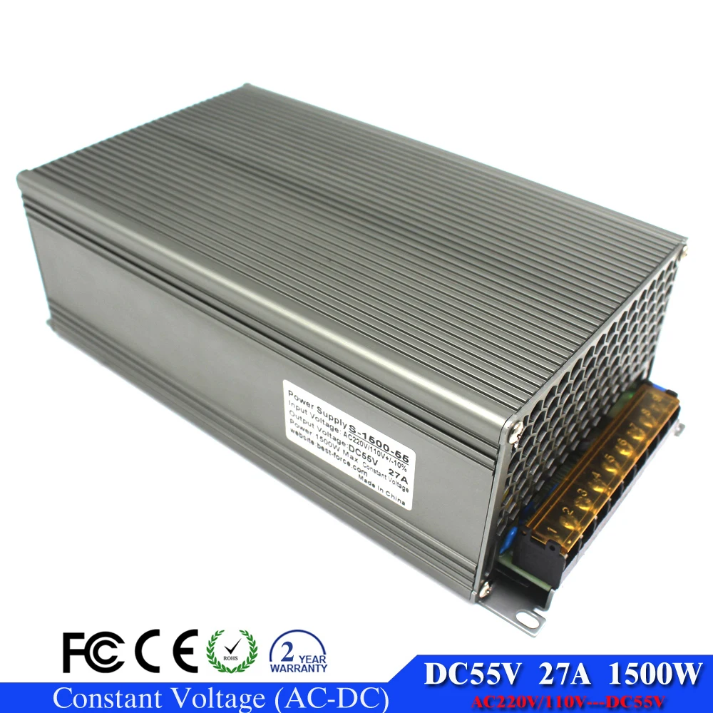 Regulated Switching Power Supply DC55V 27A 1500W Driver Transformer 110V 220V AC DC 55V For CCTV camera CNC Motor 3d printer |