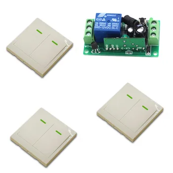 

New 1 CH Relay Wireless Panel Wall Transmitter Remote Receiver Smart Home Light With 3PCS Wall Transmitter DC9V 12V 24V Hot Sale