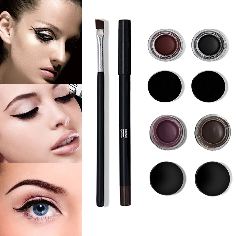 

3 Pcs/Set Women Lady Make Up Eyeliner Gel Eye Liner Pencil Brush Kit Waterproof Eyes Makeup Cosmetic Tools OR88