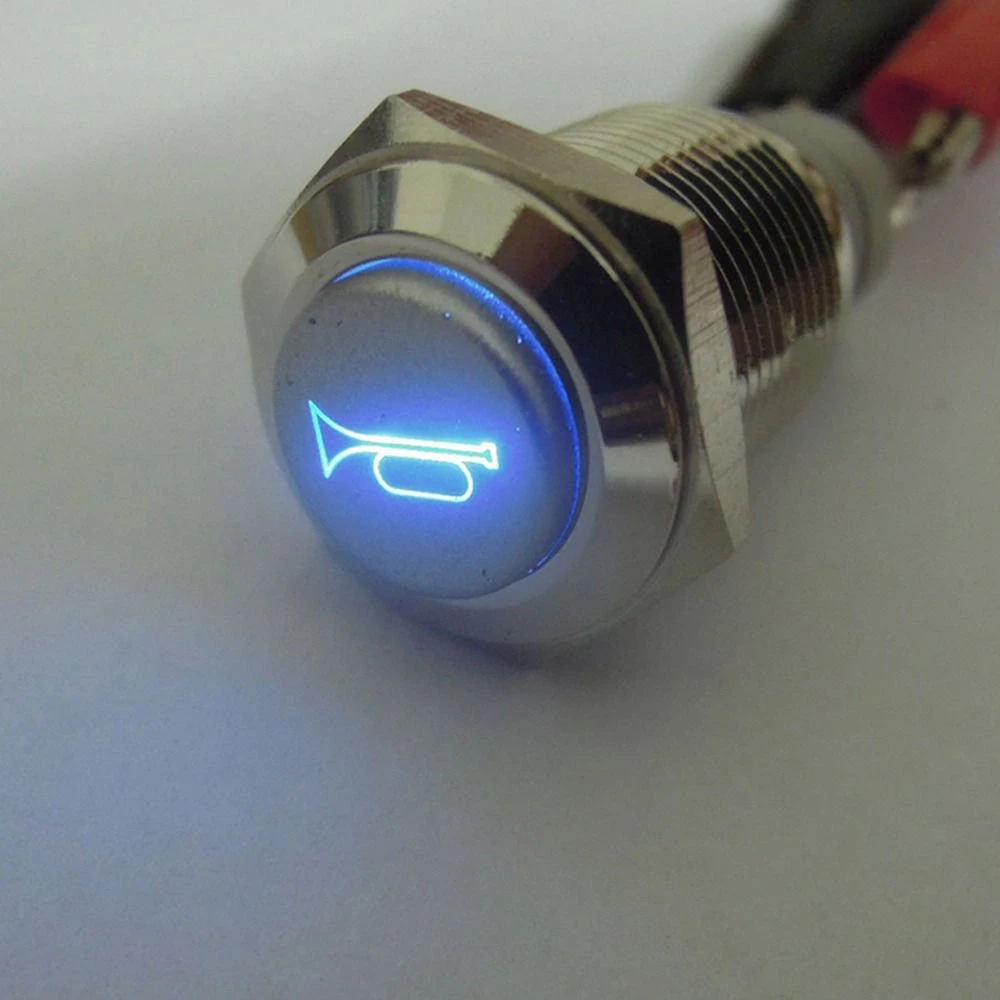12V LED Momentary Horn Button Metal Switch 16mm Push Button Lighted Switch USA 12V LED Momentary Horn Button Metal Switch 16mm Push Button Lighted Switch USA