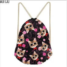 Индивидуальные изображения женская сумка на шнурке для девочек 3D кошка печать мини школьные сумки для подростков дети мода упаковка сумки Повседневная