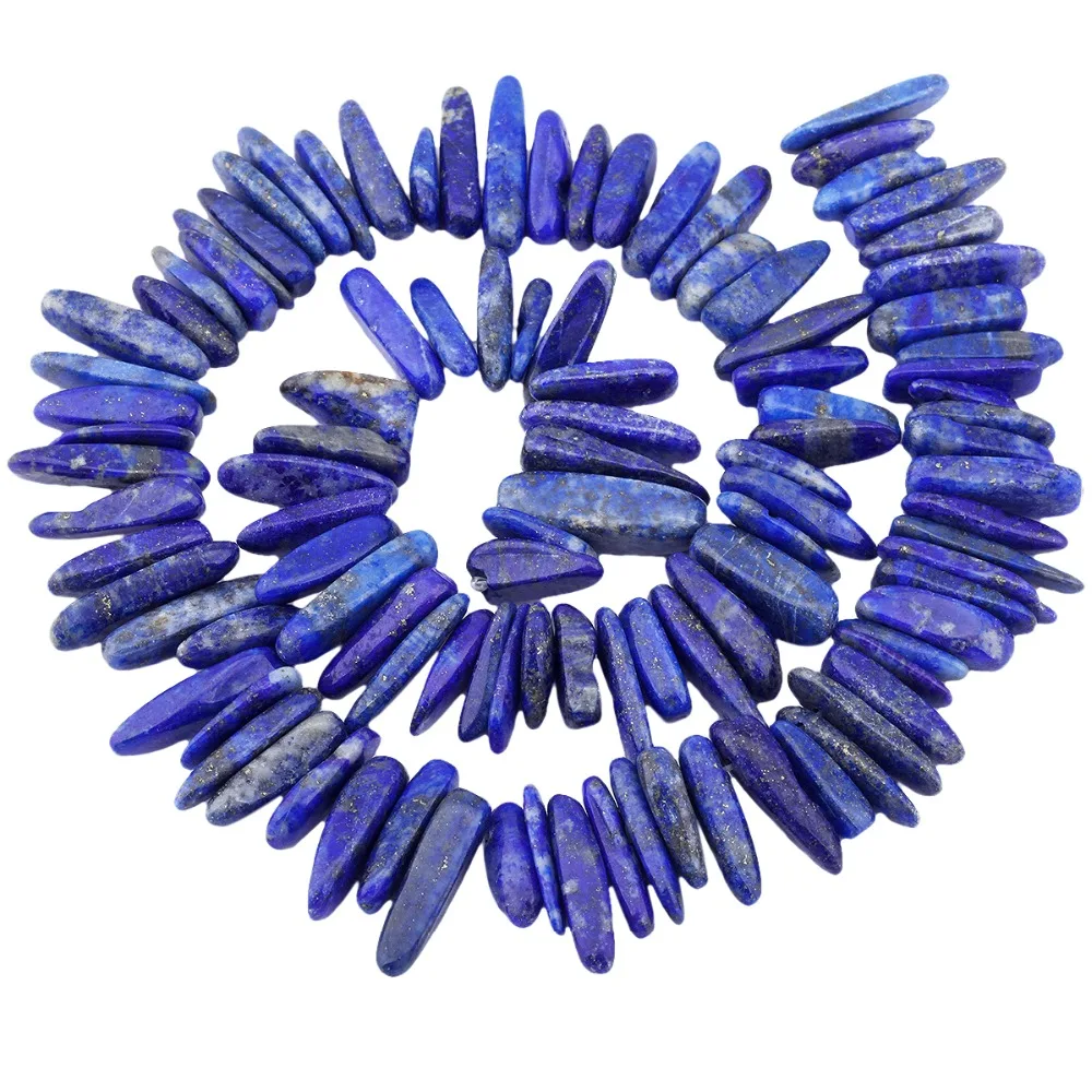 

TUMBEELLUWA Lapis Lazuli Stone Points Quartz Polished Sticks Spikes Point Beads 15 inch Strand Drilled