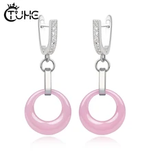 Керамические Кристальные женские серьги, длинные серьги, модные серьги-гвоздики, очаровательные модные ювелирные изделия