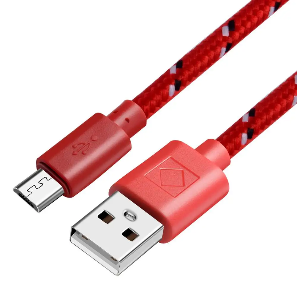 Нейлоновый Кабель Micro-USB в оплетке для samsung Galaxy S3 S4 S6 S7 Edge Note 4/Note 5 J2 J3 J5 J7 зарядки передачи и синхронизации USB Зарядное устройство кабель - Цвет: Красный