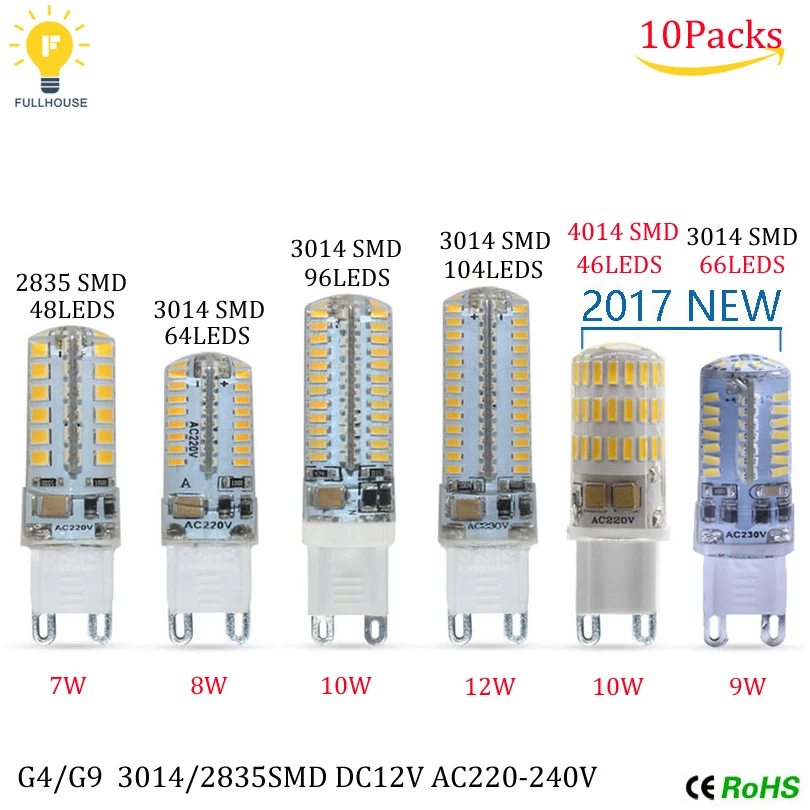 10 шт./лот высокое качество светодио дный G9 G4 AC 220 В DC12V SMD 2835 3014 4014 Кристалл