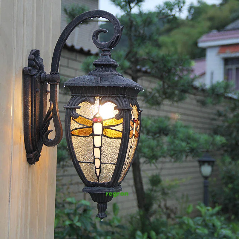 Persia Rustic Garden Light Dragonfly Stained Gl Terrace Outdoor Dragonfly Stained Gl Terrace Outdoor