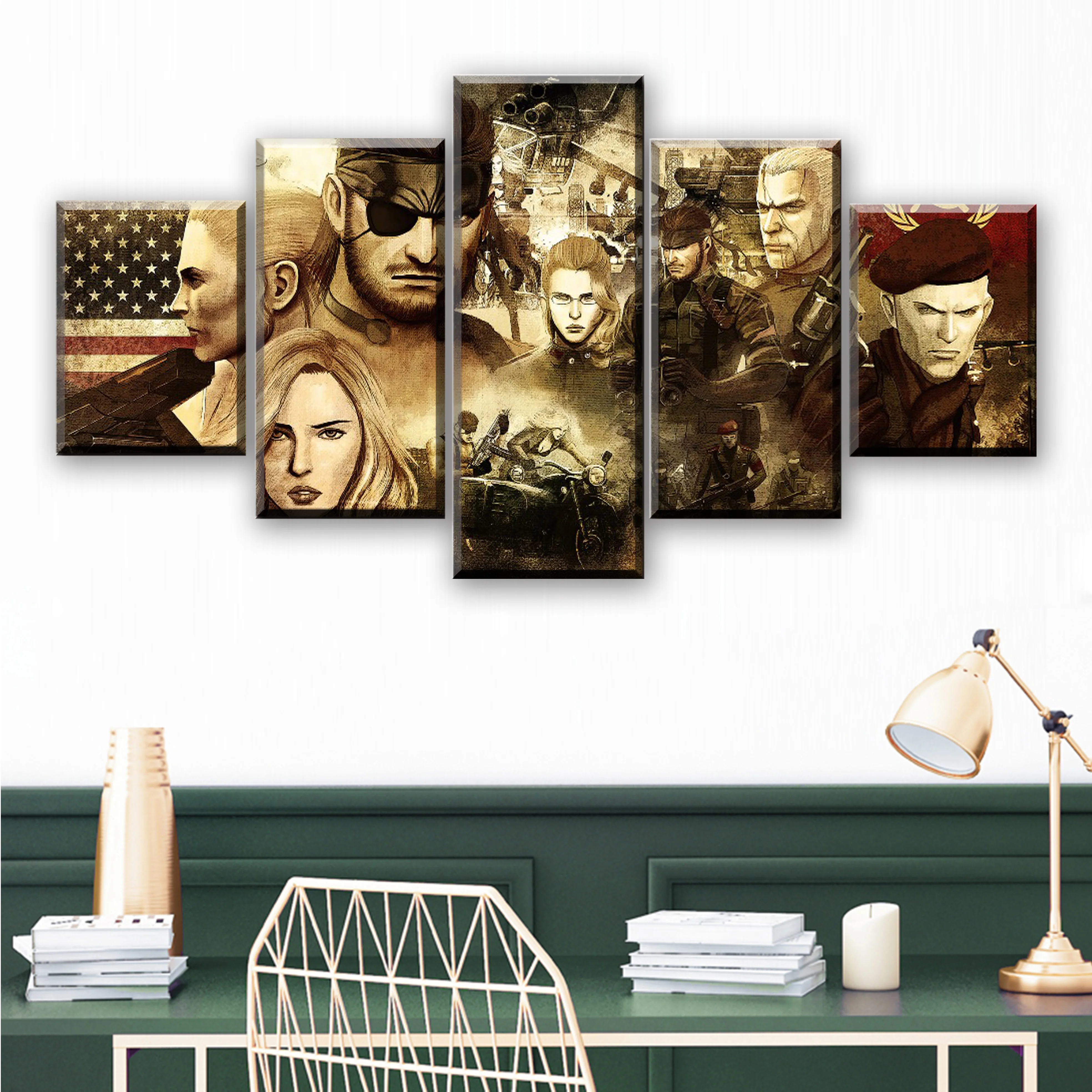 Canvas HD Prints Modular Pictures Home Decorative 5 Pieces Game Metal Gear Solid Snake Painting Wall Framework Artwork Poster