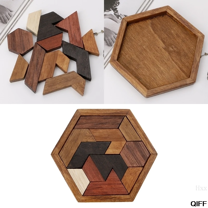 

3D Chinese Wooden Puzzle Game Chexagon Model Brain Teaser Jigsaw Building Blocks Hxx