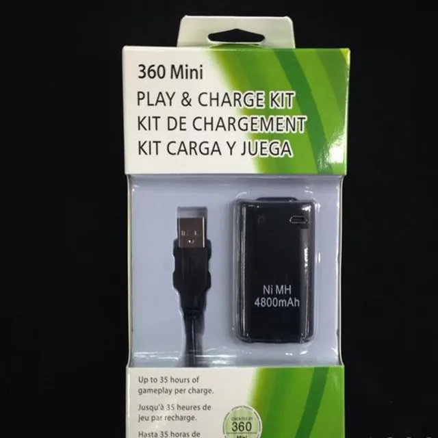 Cheap with box 4800mah Battery Pack for XBOX 360 Wireless Controller With Cable