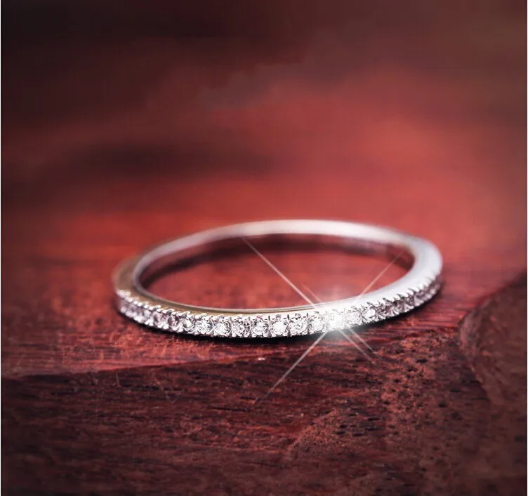 Женское кольцо из серебра 925 пробы модное тонкое с кубическим цирконием|silver