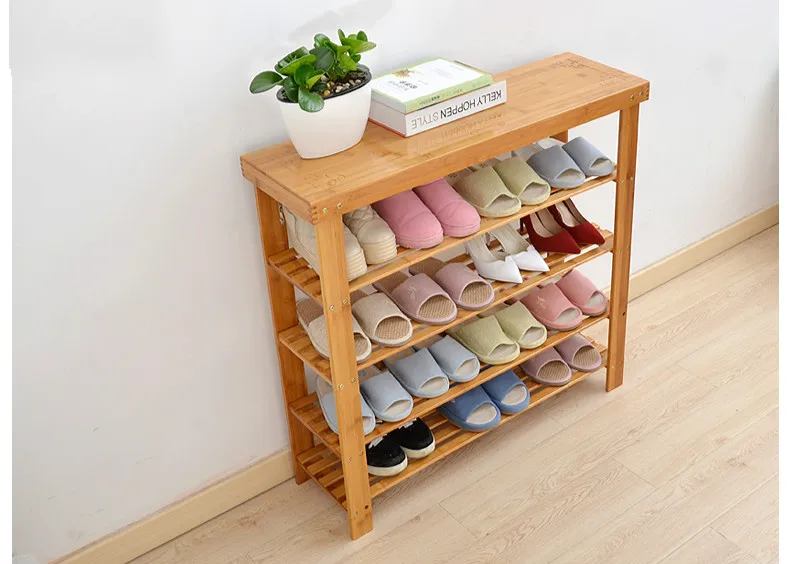 Из массива дерева из бамбука, для обуви шкаф для обуви табурет мульти-стеллаж для хранения платформенного типа собран легко sittable Тапочки стеллаж для хранения стабильный