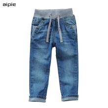 Весенне-летние детские джинсы Классические однотонные прямые джинсы для мальчиков от 2 до 14 лет