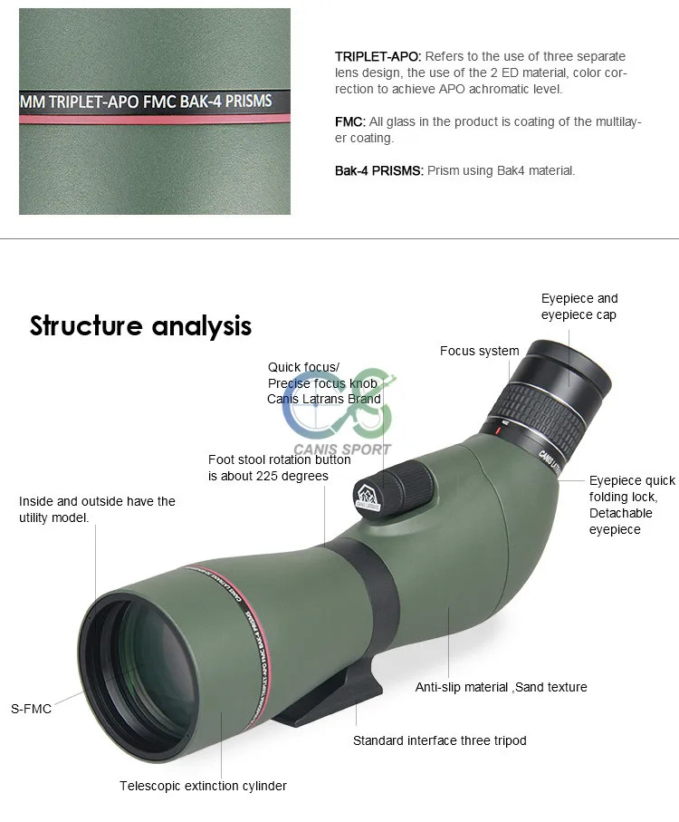 E.T Дракон Открытый тактический SP13 20-60X85APO Зрительная труба зеленый цвет для охоты на открытом воздухе стрельба gs26-0016