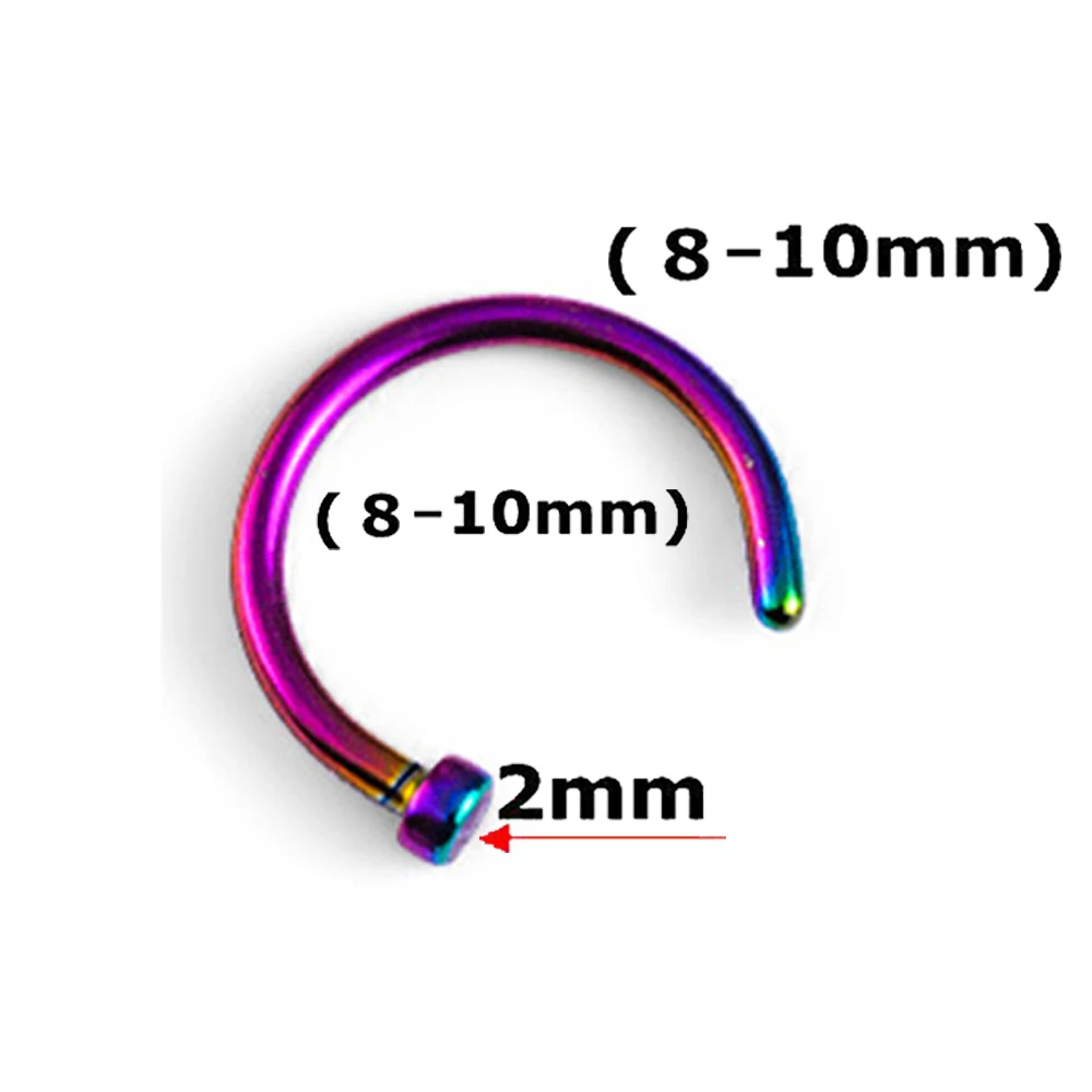 Красочное кольцо для пирсинга носа из нержавеющей стали, подкова, шип, перегородка, пирсинг, пирсинг для бровей, спираль, пирсинг для губ, Nariz - Окраска металла: Colorful