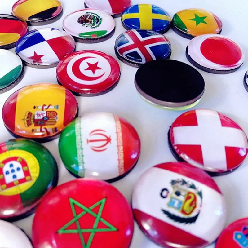 National Flags of Various Countries Photos Refrigerator Stickers Round Glass 30MM Household Refrigerator Accessories magnetic sticker magnetic fridge stickers refrigerator decor