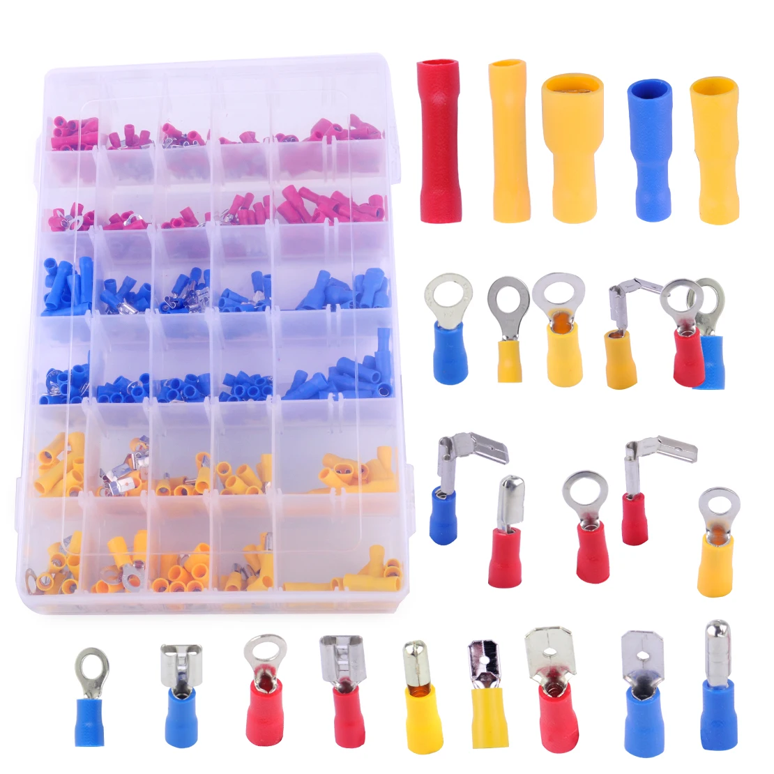

DWCX 480Pcs PVC Plastic Assorted Electrical Wiring Insulated Crimp Terminals Butt Connectors Set For VW Golf Audi Honda