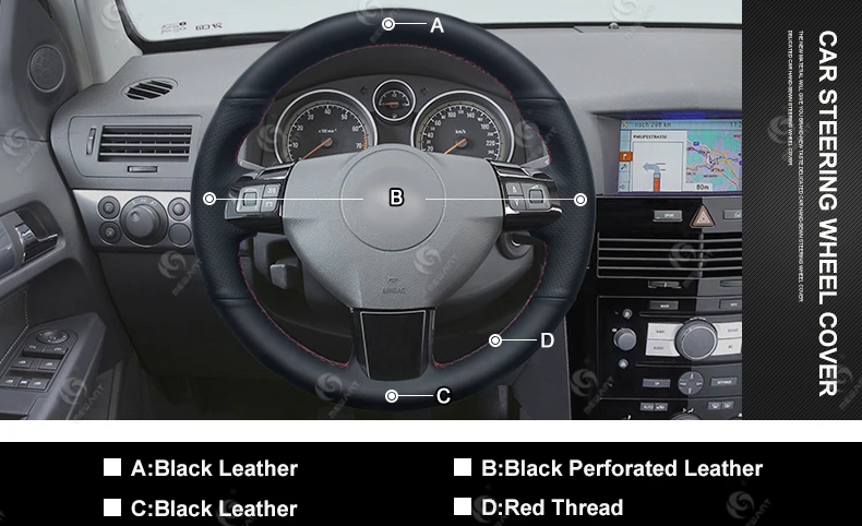 MEWANT for Opel Astra 2005 2006 Vauxhall Astra Black Artificial Leather-Auto Steering Wheel Covers
