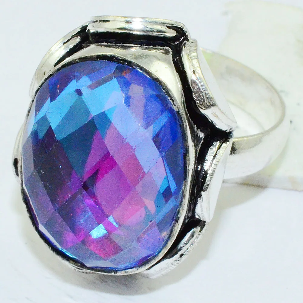 

Rainbow Topas Ring Silver Overlay over Copper , Size: 7.25 , R0978